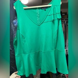 Eloquii Vibrant Green Ruffle Blouse